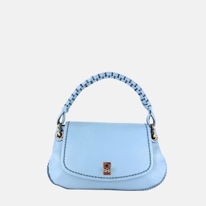 Cherie Woven Top Handle Turn Lock Flap Bag
