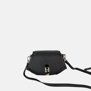 Black Turn Lock Crossbody with Silver Hardware