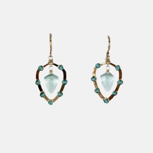 Aqua Quartz and Apatite Drop Earrings