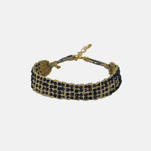 Woven Bracelet with Black Spinel Gemstones