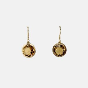 Citrine Circle Drop Earrings