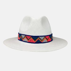 Tribal Print Ribbon Raffia Fedora