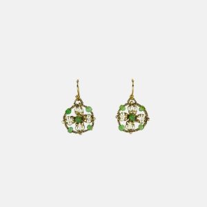 Woven Gold Chrysoprase Earrings