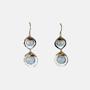 Aqua Quartz Mixed Metal Drop Earrings