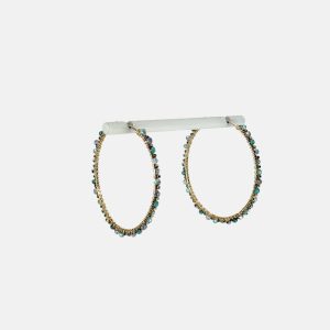 Abalone Mix Beaded Hoop Earrings