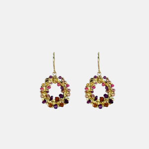 Hibiscus Mix Circle Drop Earrings