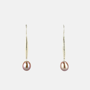 Long Silver Tapers with Pink Pearl Earrings