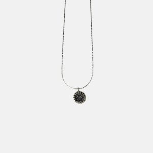 Pewter Round Druzy Necklace in Silver