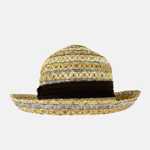 Penelope Crochet Hat with Brown Ribbon