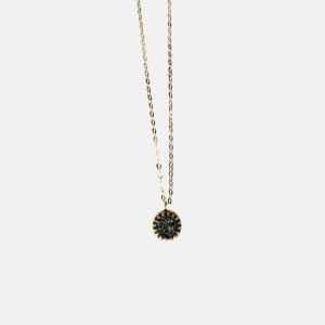 Pewter Round Druzy Necklace in Gold