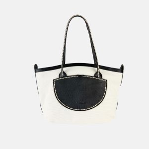 Canvas and Leather Outer Pocket Tote
