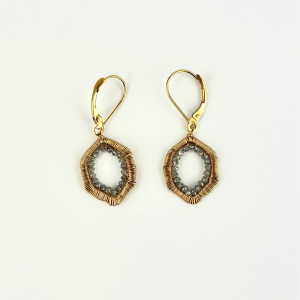 Woven Grey Diamond Hexagon Earrings