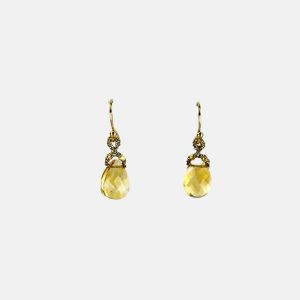 Woven Citrine Quartz Drop Earrings