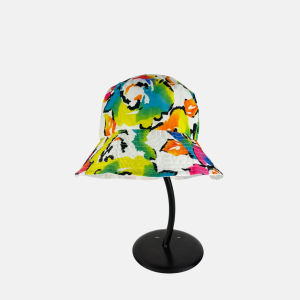 Pock hat Bucket Rain Hat in White Floral Camo Print