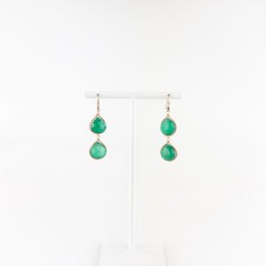 Double Teardrop Earring Green Onyx