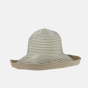 Wide Brim Striped Cotton Bucket Hat
