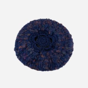 Metallic Floral Beret in Navy