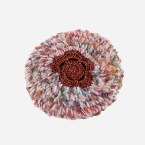 Metallic Floral Beret in Orange