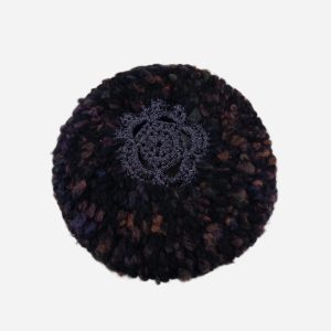 Metallic Floral Beret in Black