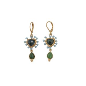 LUNA Blue Tourmaline Heart Drop Earrings