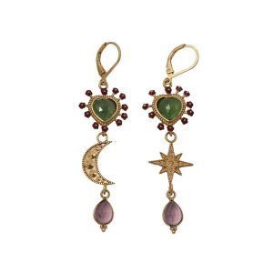 LUNA Asymmetrical Serpentine and Amethyst Drop Earrings