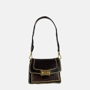 Campomaggi AGNESE Studded Shoulder Bag in Dark Brown