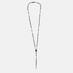 Gunmetal Crystal Y Necklace