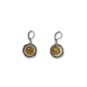 Vintage Silver Empire Earrings with Crystals