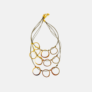 3 Layered Linen Golden Circles Necklace