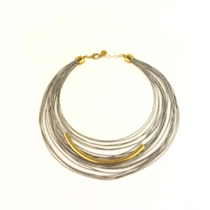 Layered Linen Half Moon Necklace
