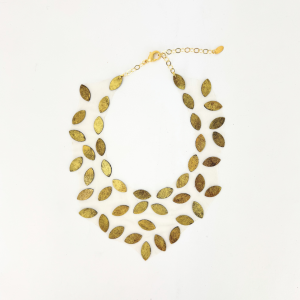 Reversible Gold and Silver Leaf Mesh Collar Necklace