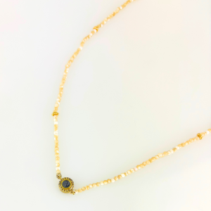 Dagny Diamond and Mother of Pearl Beaded Necklace