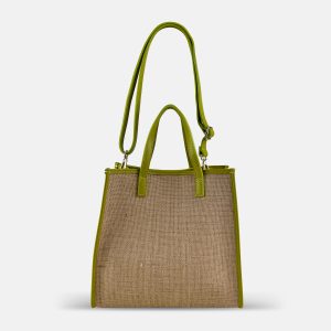 Natural Shopper with Leather Trim