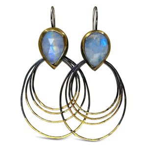 Ripple Rim Hoop Earrings in Labradorite