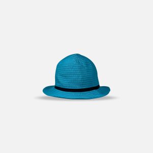 Crushable Fedora with Slim Ribbon in Turquoise Large