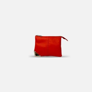 Small Leather Twin Pouch with Silver Crossbody