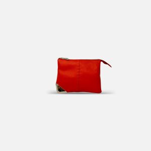 Small Leather Twin Pouch with Silver Crossbody