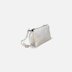 Small Twin Pouch Leather Crossbody in White