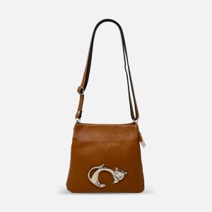 Multi Compartment Crossbody with Silver Cat
