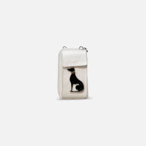 Leather Crossbody Wallet Bag with Silver Dog
