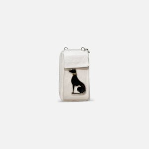 Leather Crossbody Wallet Bag with Silver Dog