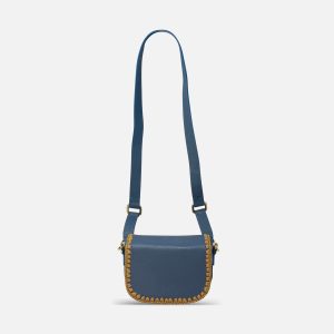 Mini Leather Crossbody with Straw Trim