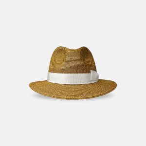 Paper Straw Fedora with White Band