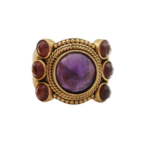 JASMINE New Amethyst and Hessonite Ring