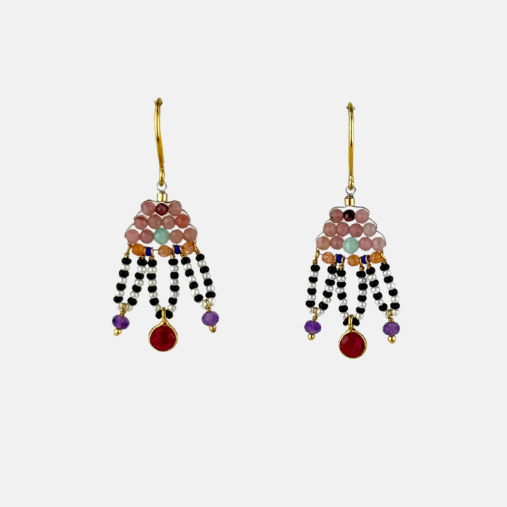 Ruby and Amethyst Chandelier Earrings
