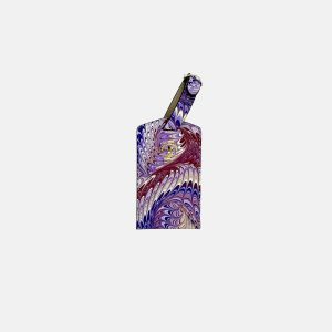 Marble Leather Luggage Tag Purple Magenta Gold Mix
