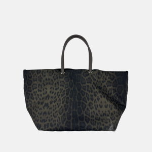 Silky Large Boat Tote in Dark Brown Leopard Print