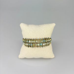 Beaded Aquamarine Cube Bracelet