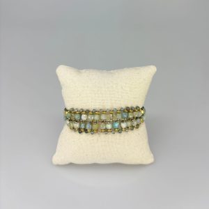 Beaded Aquamarine Cube Bracelet