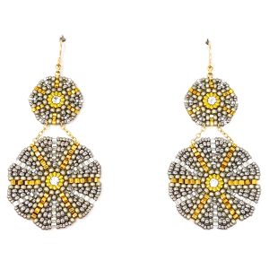Long Mixed Metal Double Circle Earrings
